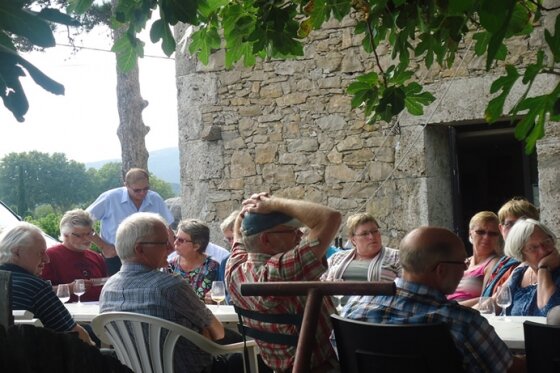 A group enjoying an outdoor lunch